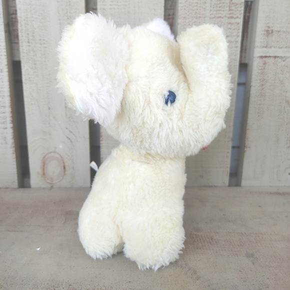 Vintage 1976 Animal Fair Yellow & White Elephant 10" Plush Chime Rattle RARE - Picture 1 of 11
